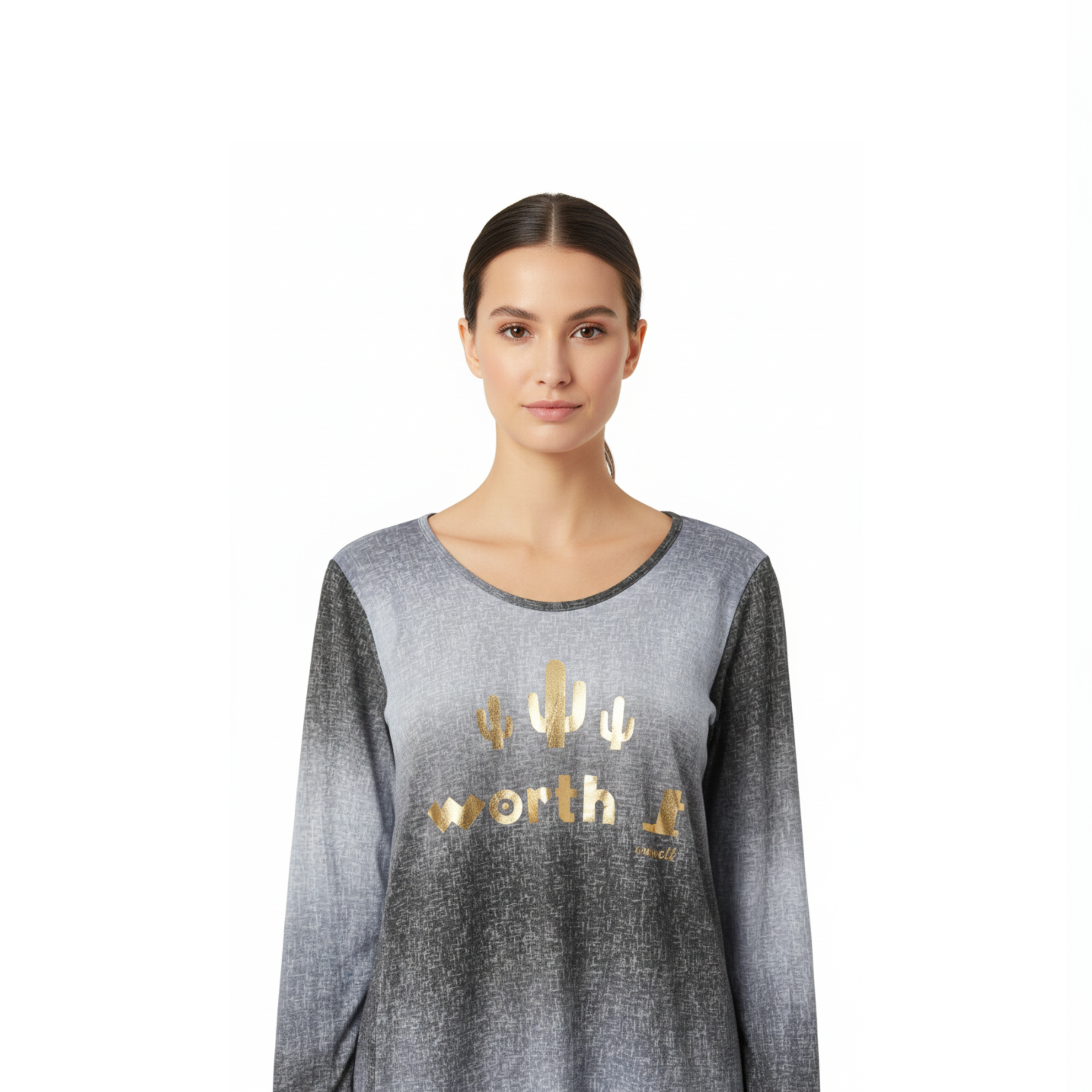 BLUSA POLERA MANGA LARGA GRIS