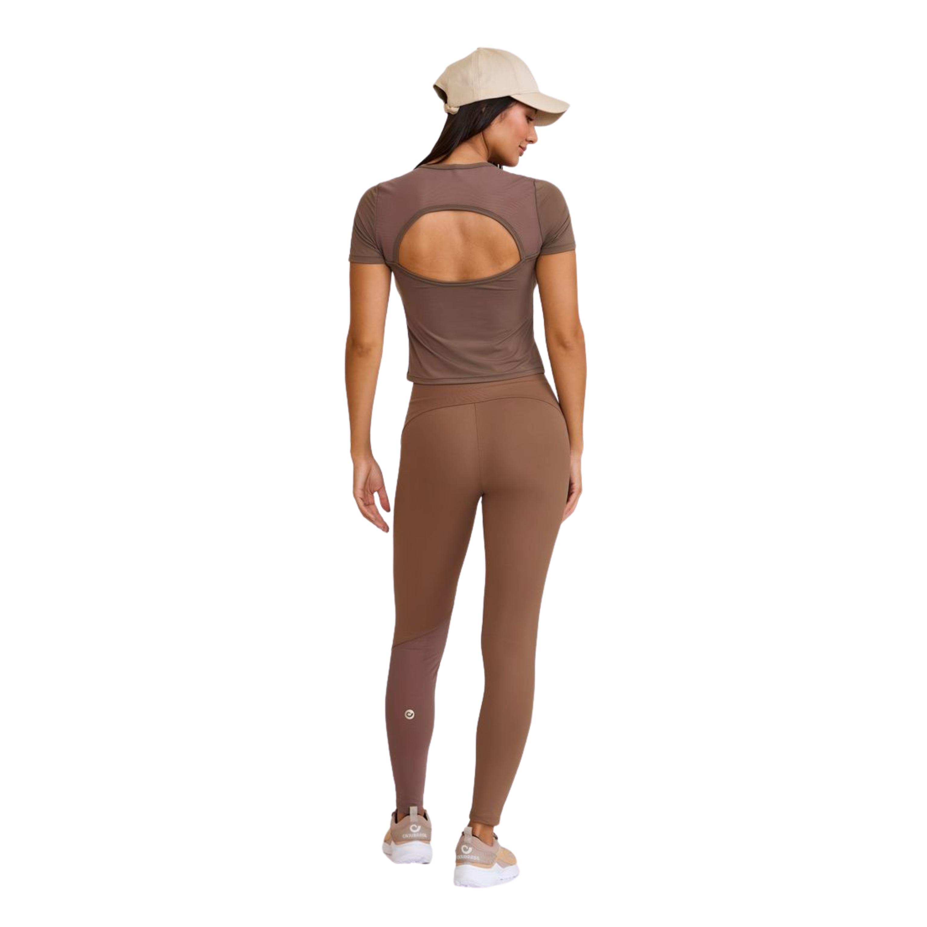 LEGGINS CON TULL MARRON