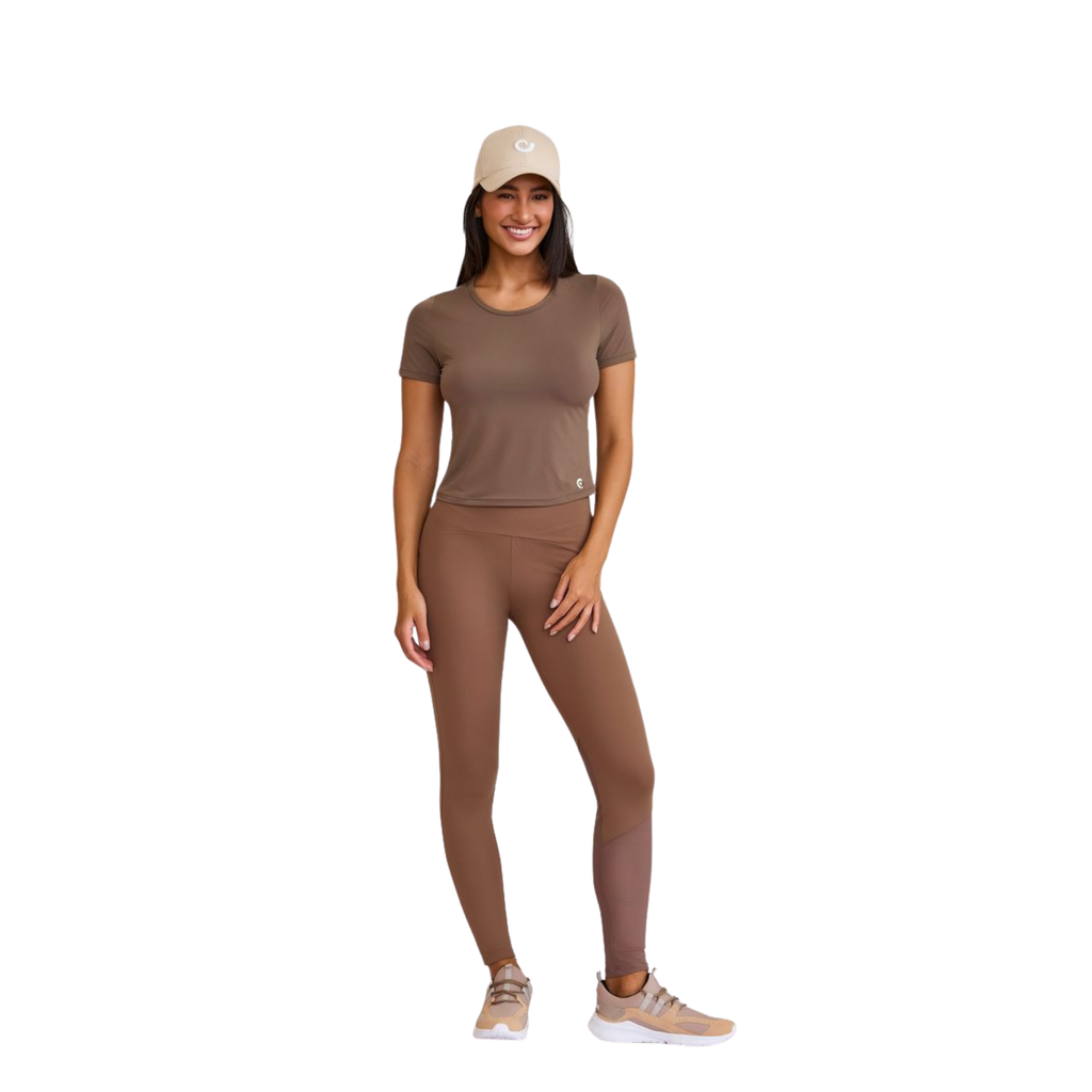 LEGGINS CON TULL MARRON